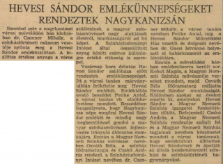 Zalai Hírlap 1964 12 15 06old - Hevesi Sándor emlékünnepségeket rendeztek Nagykanizsán.jpg