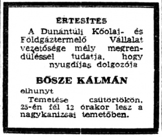 Zalai Hírlap 1969 09 24 06old - Bősze Kálmán gyászjelentés.jpg